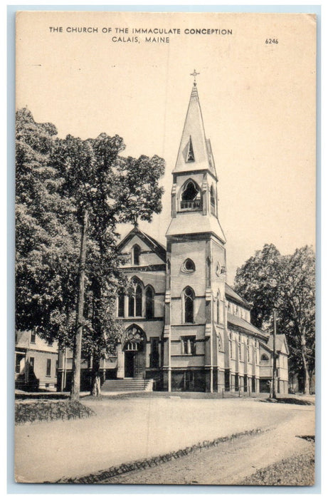 c1950's The Church Of The Immaculate Conception Calais Maine ME Posted Postcard