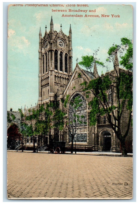 1911 North Presbyterian Church View Amsterdam Avenue New York NY Posted Postcard