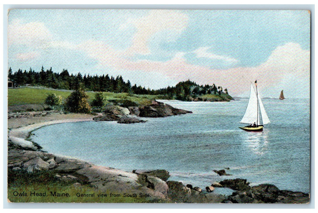 c1950's General View From South Side Sailboat View Owls Head Maine ME Postcard