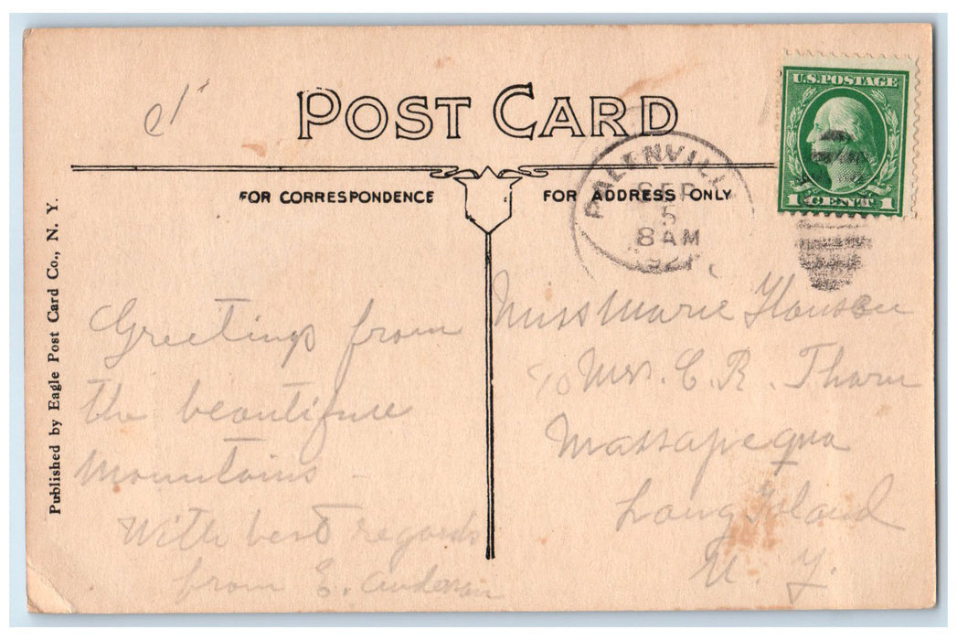 1921 La Belles Falls Kaaterskill Clove River Palenville New York NY Postcard
