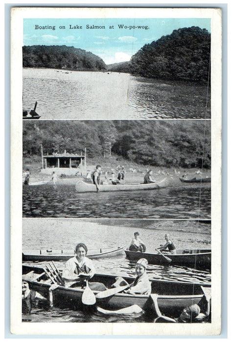 1925 Boating At Lake Salmon Camp Multiple View Wopowog Connecticut CT Postcard