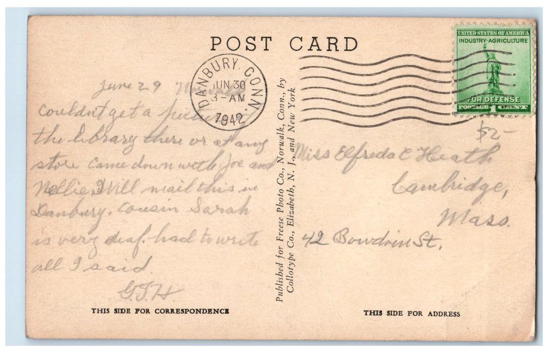 1942 Norwalk High School Campus Building Norwalk Connecticut CT Posted Postcard