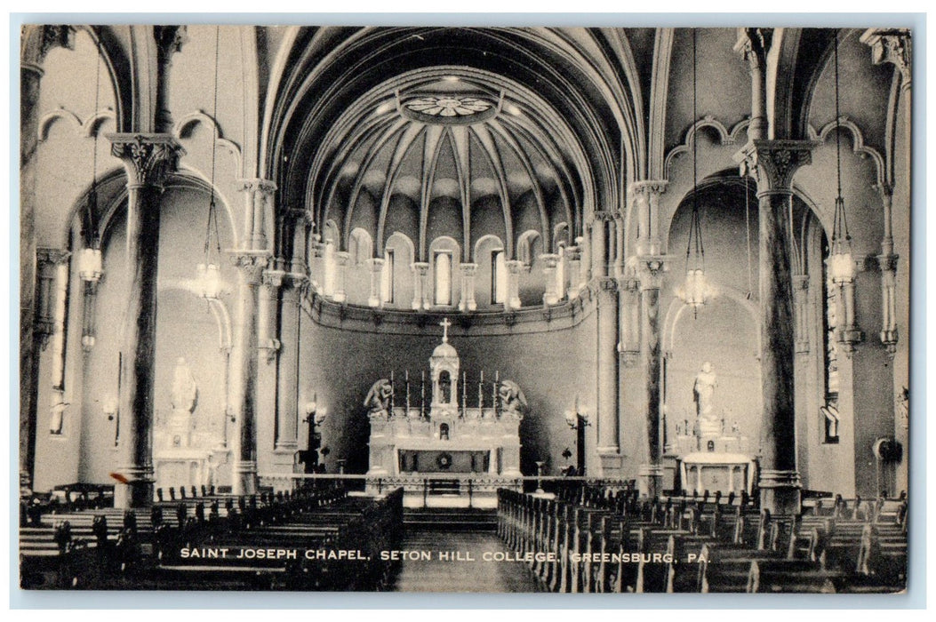 1961 Saint Joseph Chapel Seton Hill College Greenburg Pennsylvania PA Postcard