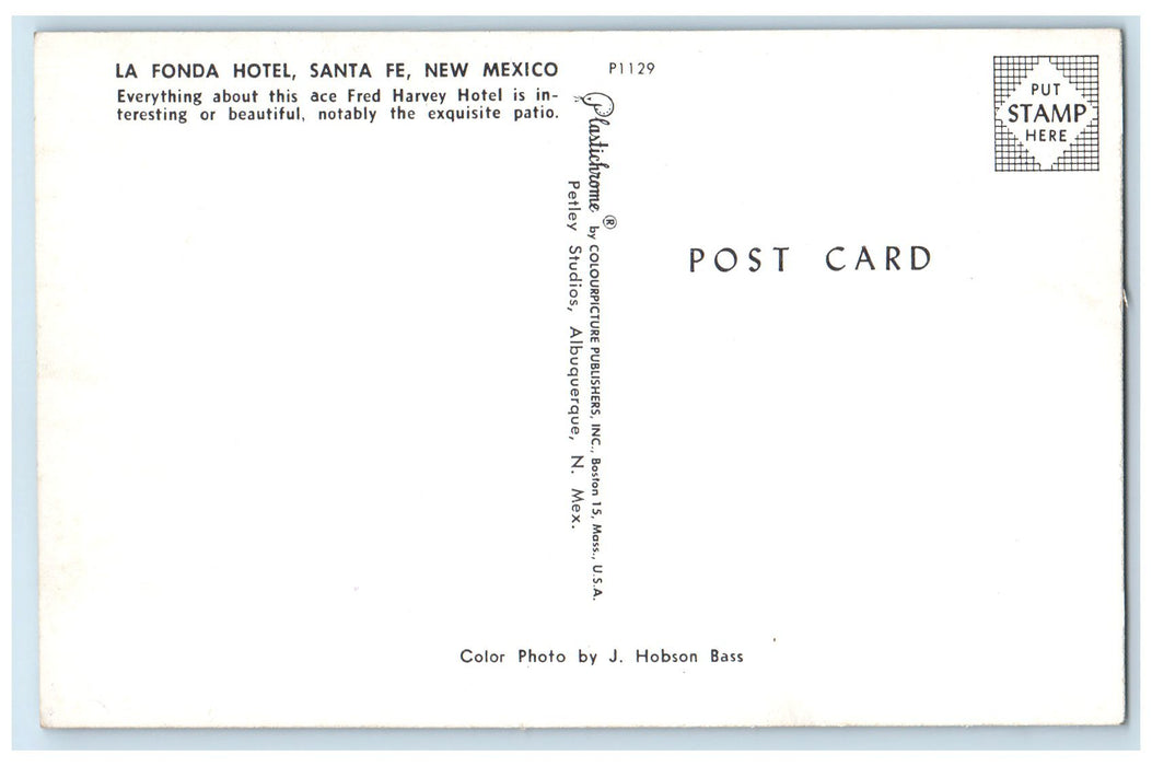 c1950's La Fonda Hotel Restaurant Building Classic Cars Santa Fe NM Postcard