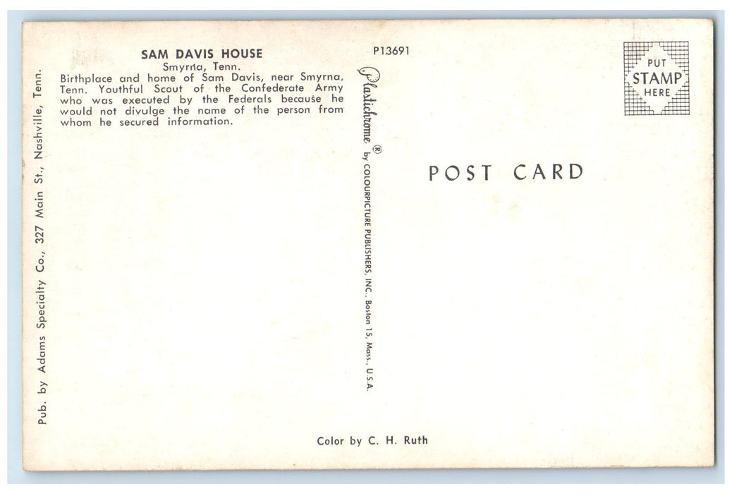 c1950's Sam Davis House Building Pathways Smyrna Tennessee TN Unposted Postcard