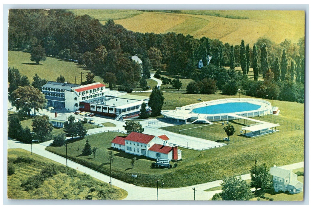 1963 Mountain View Hotel Swimming Pool Restaurant Greenburg PA Posted Postcard