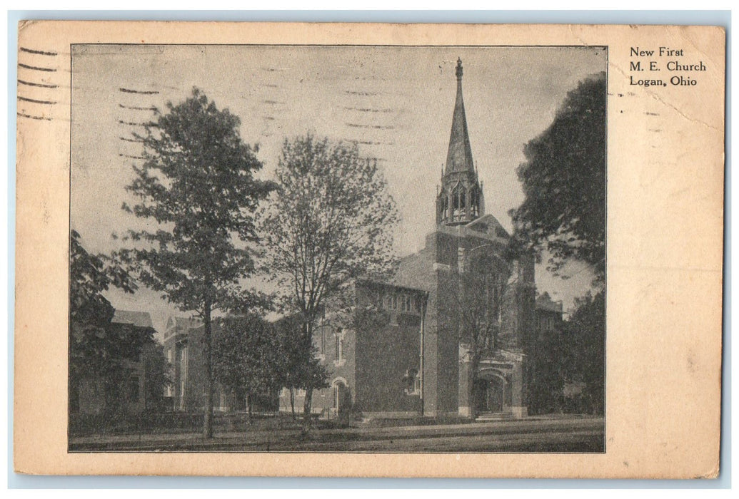 1936 New Methodist Episcopal Church Building Tower Logan Ohio OH Posted Postcard