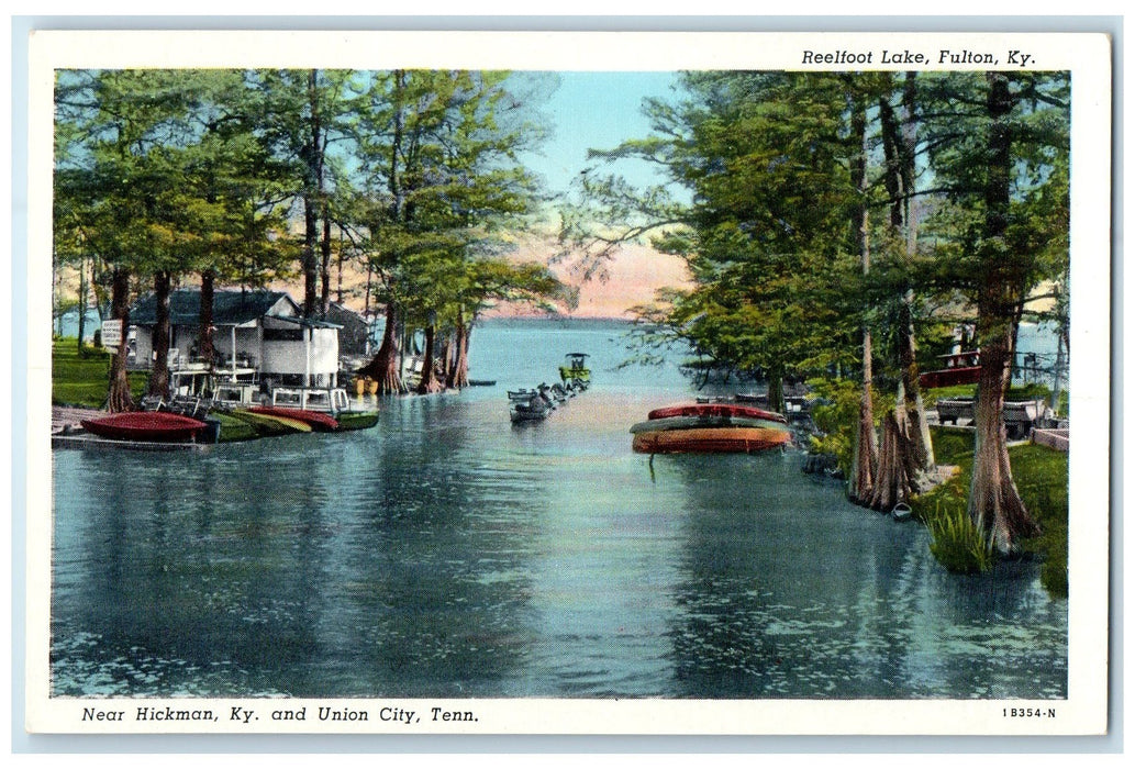 c1940's Reelfoot Lake Boats Scene Fulton Kentucky KY Unposted Vintage Postcard