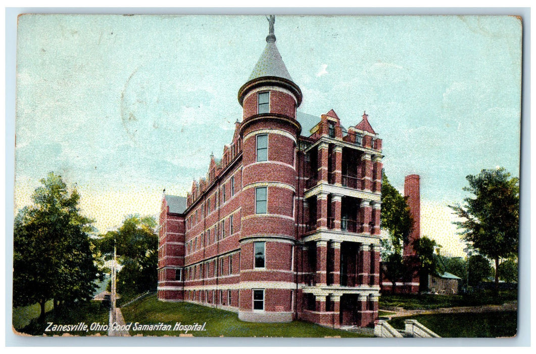 c1950 Good Samaritan Hospital Building Tower Zanesville Ohio OH Posted Postcard