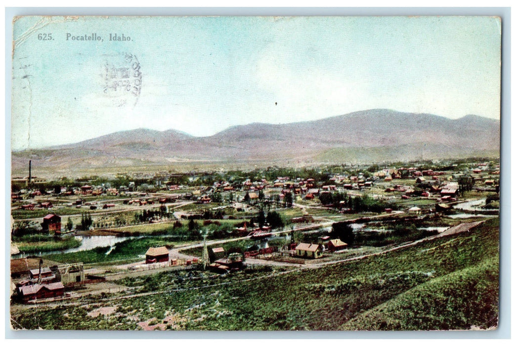 1909 Birds Eye View Pond Houses Buildings Pocatello Idaho ID Posted Postcard