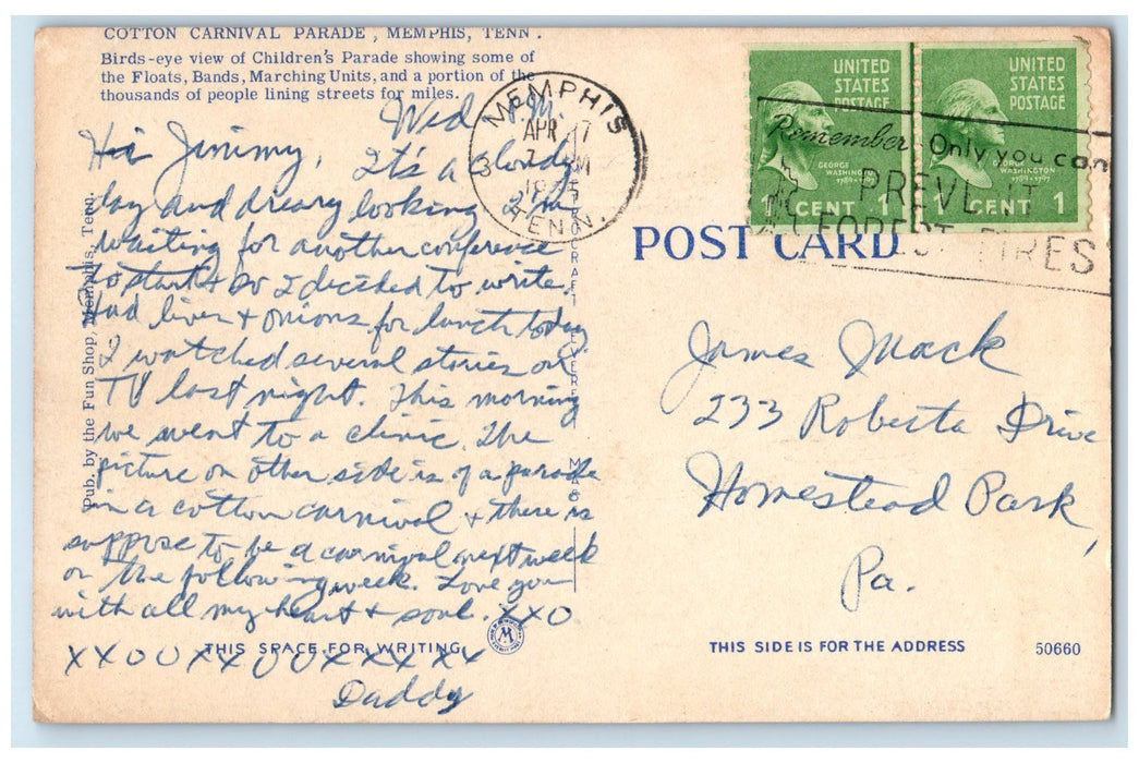 c1950 Cotton Carnival Parade Watching Crowd Memphis Tennessee TN Posted Postcard