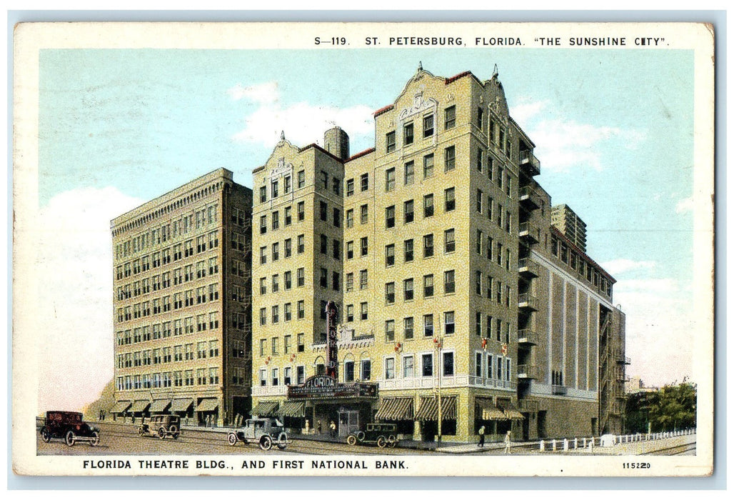 1929 Florida Theater Building And First national Bank St. Petersburg FL Postcard