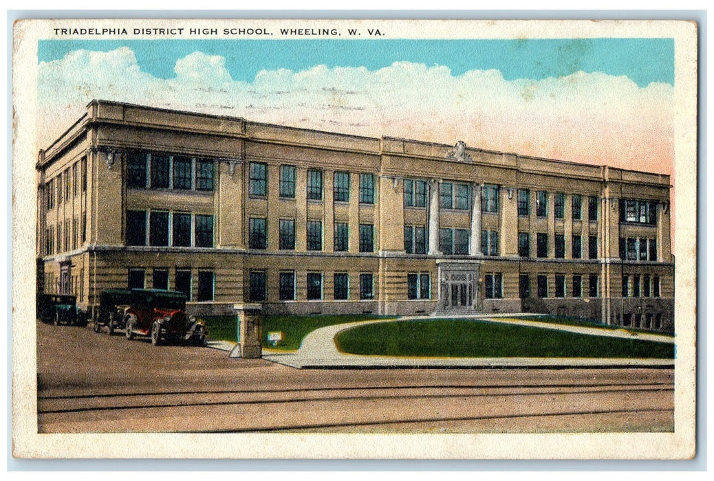 1931 Triadephia District High School Campus Wheeling West Virginia WV Postcard