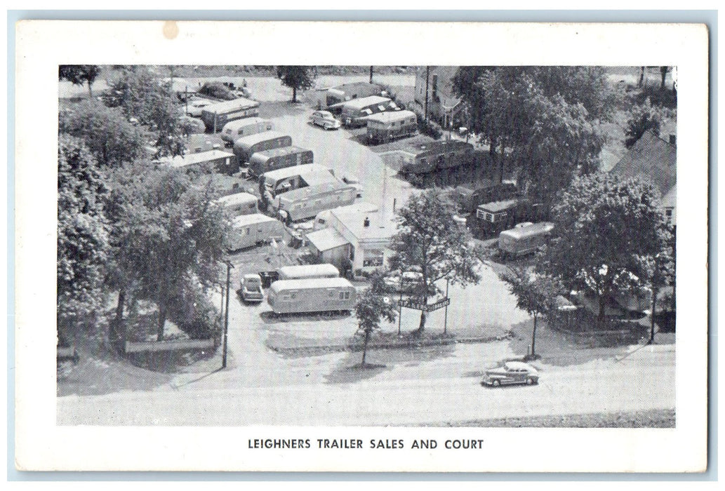 c1940's Aerial View Of Leighners Trailers Sales And Court Harrisburg PA Postcard