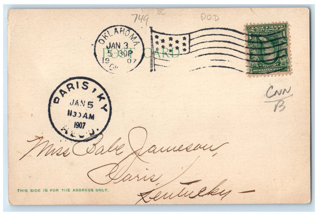 1906 Epworth University Exterior Roadside Scene Oklahoma City OK Posted Postcard