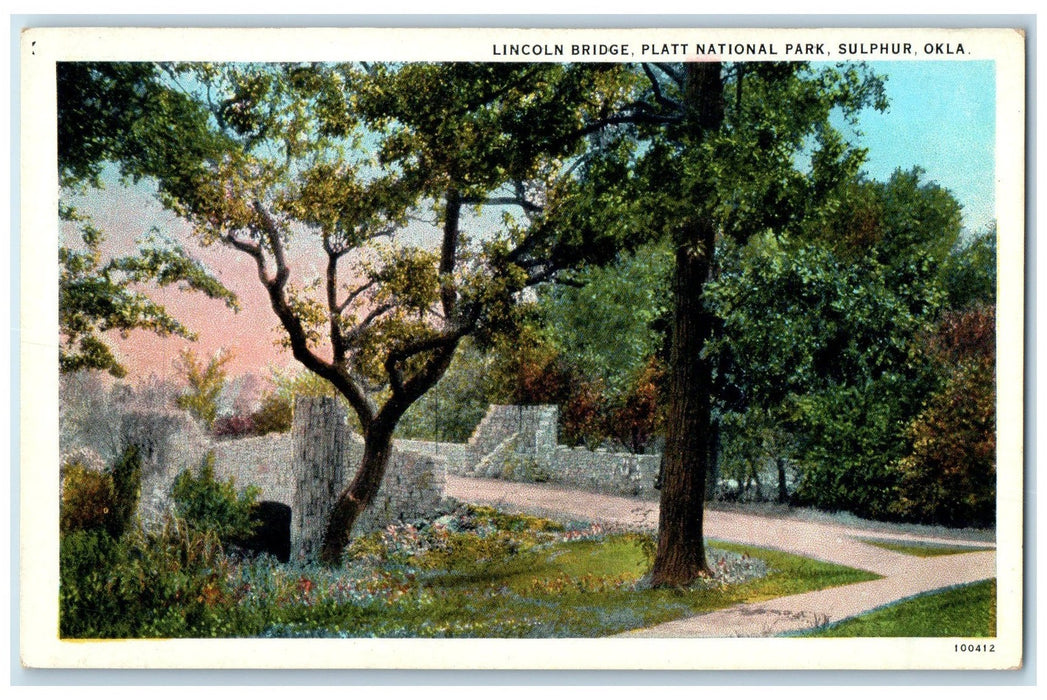 c1940's Lincoln Bridge Platt National Park Sulphur Oklahoma OK Unposted Postcard