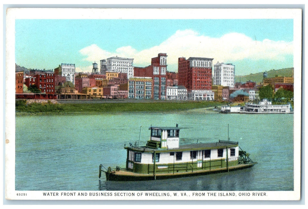 c1940's Water Front And Business Section Of Wheeling West VA Unposted Postcard