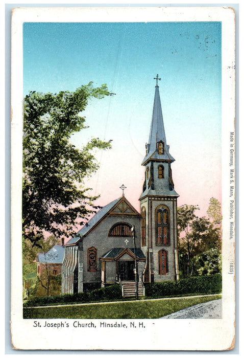 1906 St. Joseph Church Copper Window Hinsdale New Hampshire NH Posted Postcard