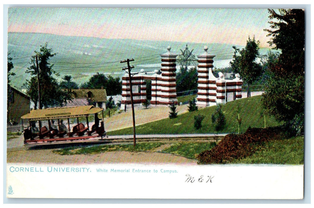 c1905's White Memorial Entrance To Campus Cornell University Cornell NY Postcard