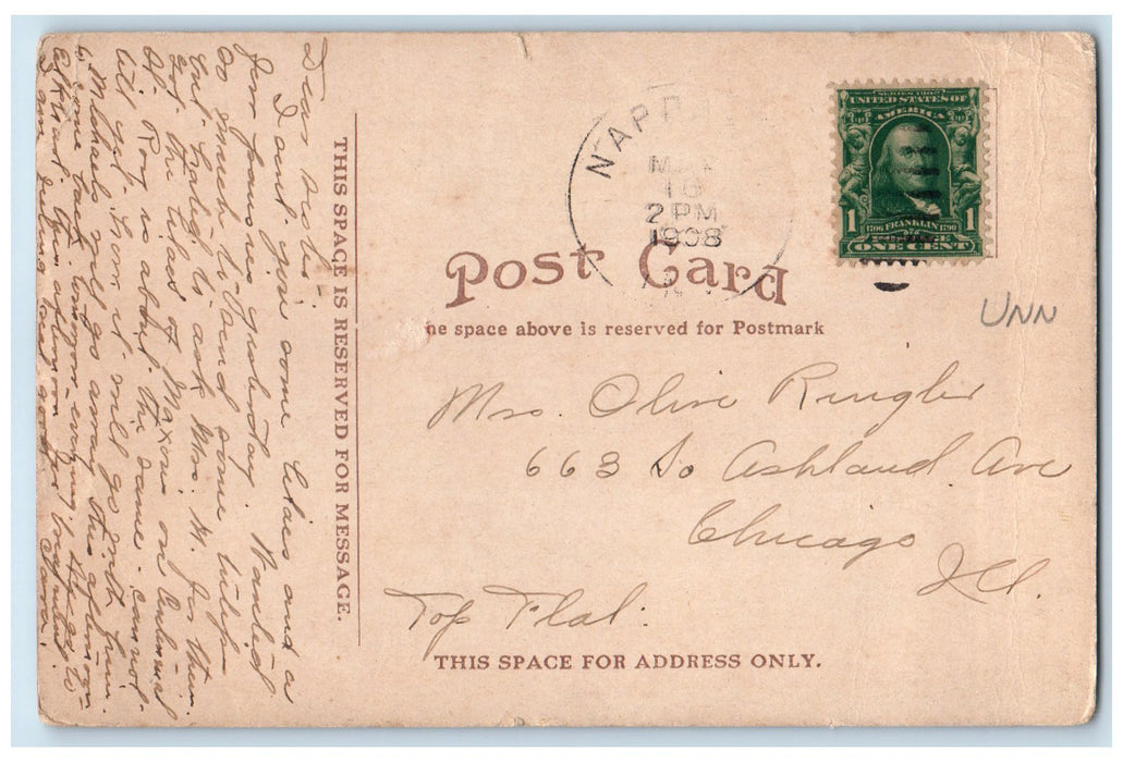 1908 East Market Street Residences House Nappanee Indiana IN Posted Postcard