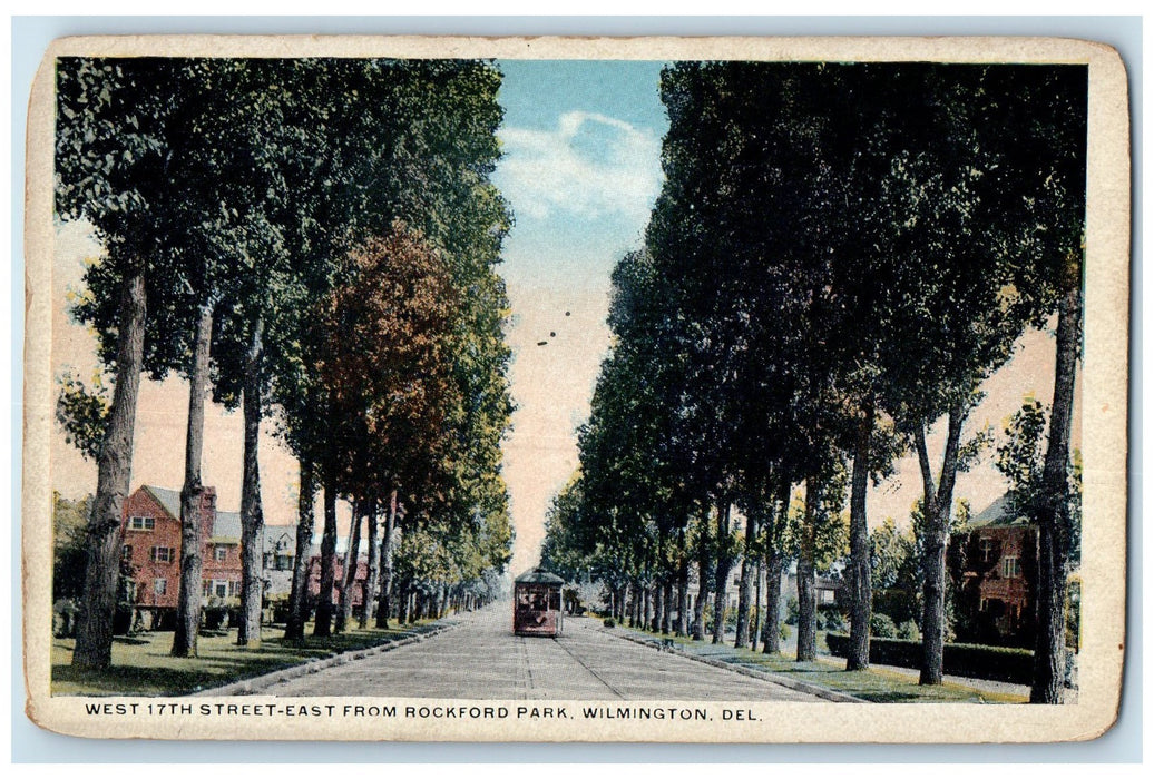 c1920s West 17th Street From Rockford Park Wilmington Delaware DE Trees Postcard