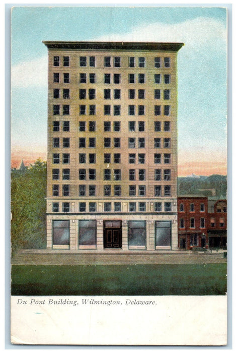c1905s Du Point Building Exterior Roadside Wilmington Delaware DE Trees Postcard