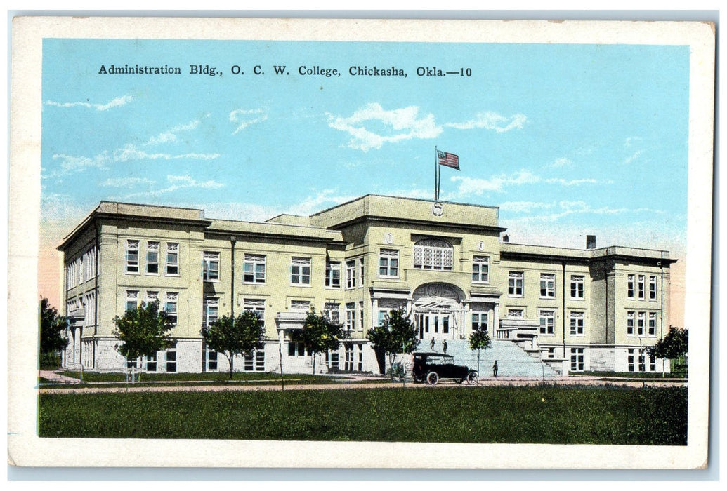 c1920's Administration Building O.C.W. College Chickasha Oklahoma OK Postcard
