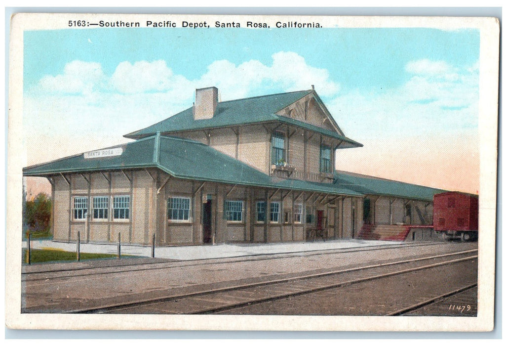 c1920s Southern Pacific Depot Railway Santa Rosa California CA Unposted Postcard