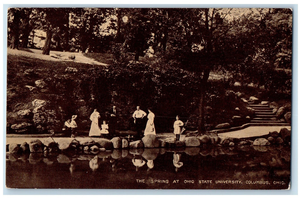 1911 The Spring At Ohio State University Columbus Ohio OH Posted People Postcard