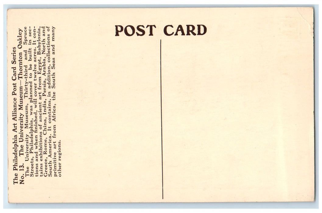 c1940's The University Museum Spruce Streets Philadelphia PA Unposted Postcard