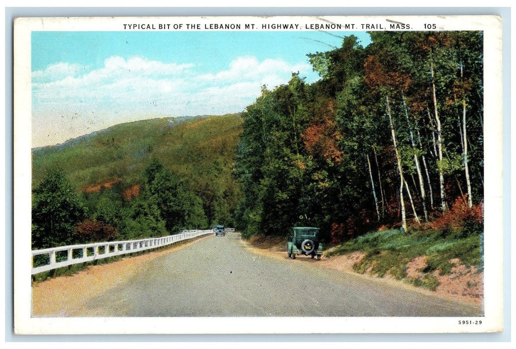 1939 Typical Bit Of The Lebanon Mt. Highway Lebanon Mt. Trail MA Posted Postcard