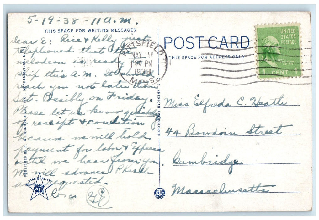1938 Looking East From Taconic Trail Tourist Shop Tower Mt. Grey MA Postcard