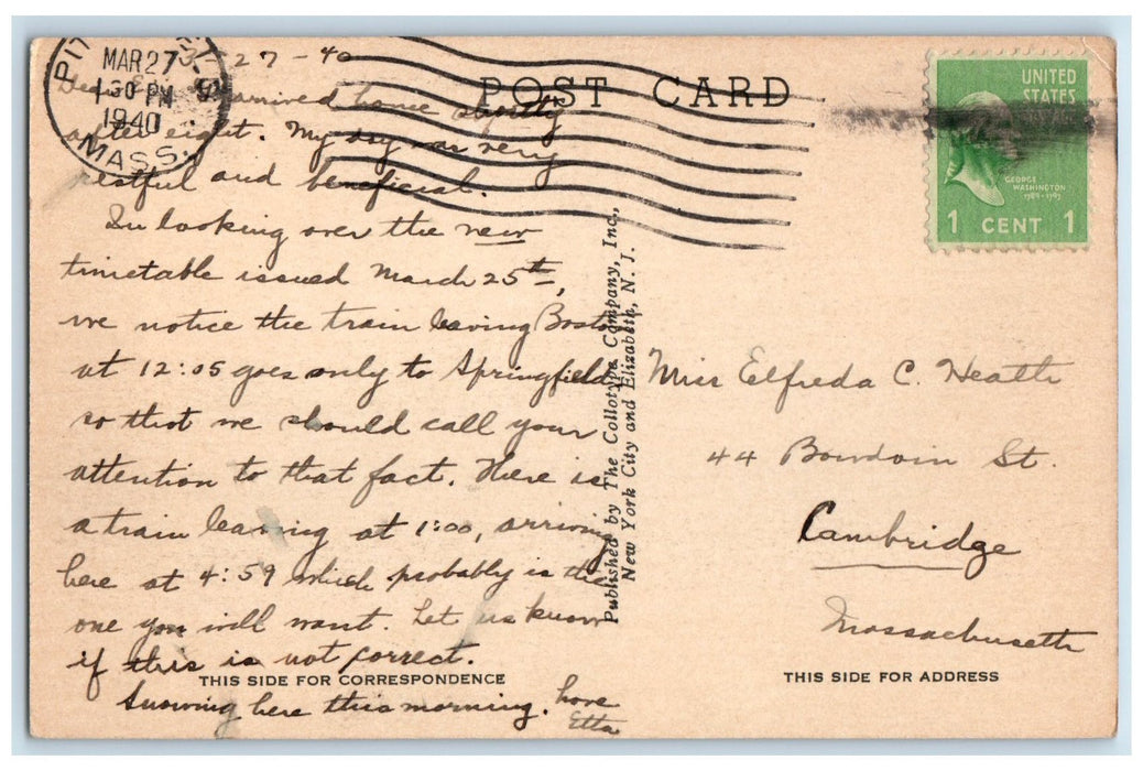 1940 Mt. Greylock Highest Peak In Berkshire Pittsfield Massachusetts MA Postcard