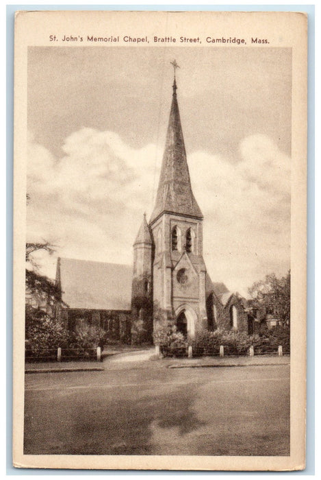 c1940s St. John's Memorial Chapel Brattle Street Cambridge MA Unposted Postcard