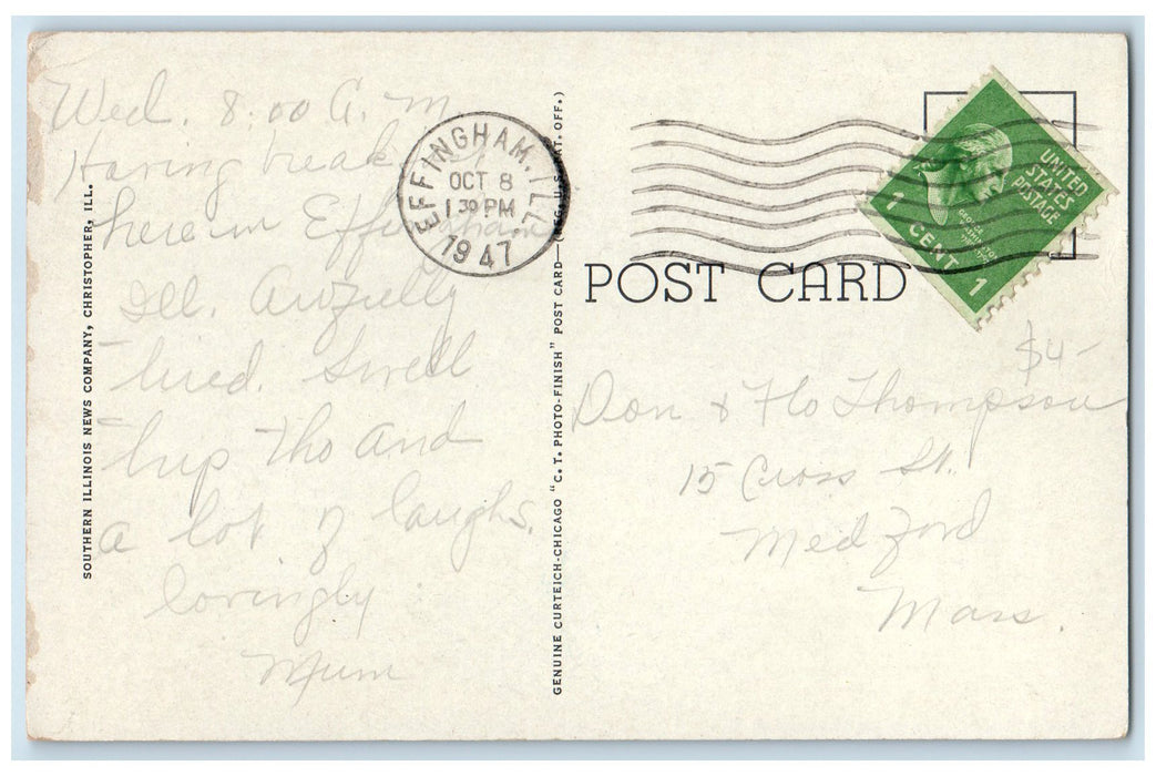 1947 St. Anthony's Church Exterior Effingham Illinois IL Unposted Trees Postcard