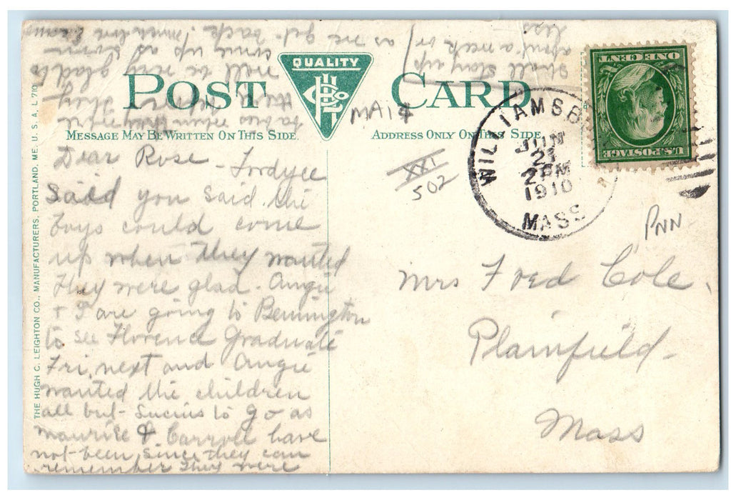 1910 Carnegie Hall Exterior Northampton Massachusetts MA Posted Trees Postcard