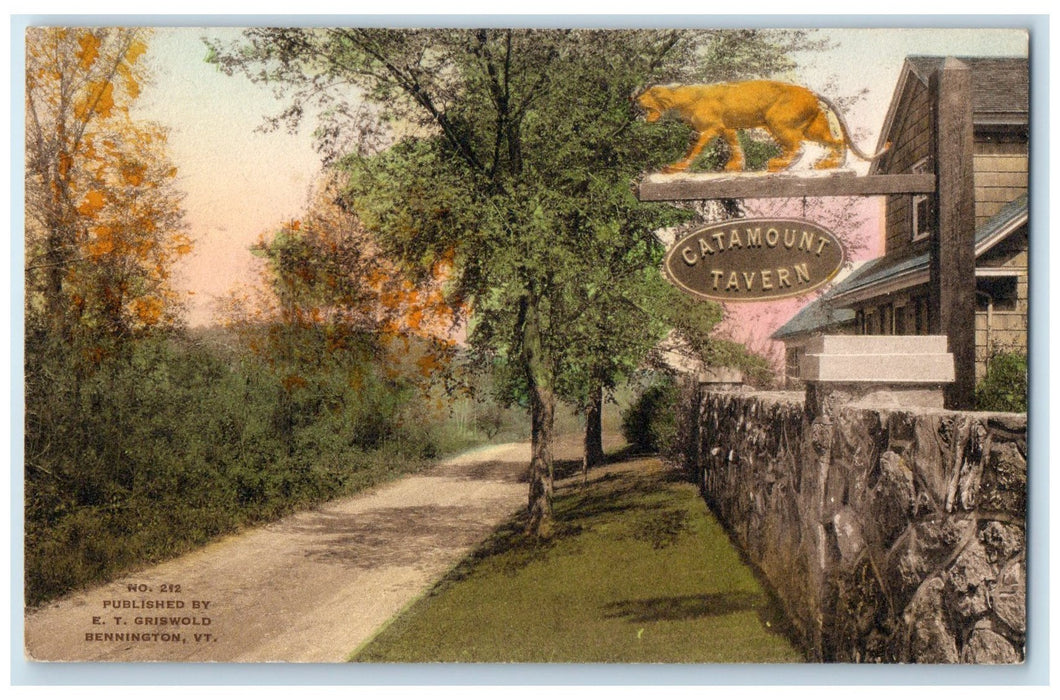 c1940's Fairview Street Entrance New Catamount Tavern Old Bennington VT Postcard