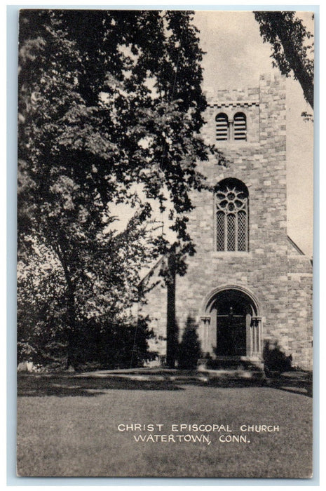 c1940s Christ Episcopal Church Exterior Watertown Connecticut CT Tree Postcard