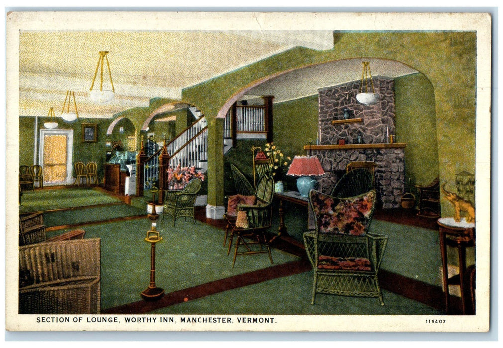 c1940's  Section Of Lounge Worthy Inn Manchester Vermont VT Unposted Postcard