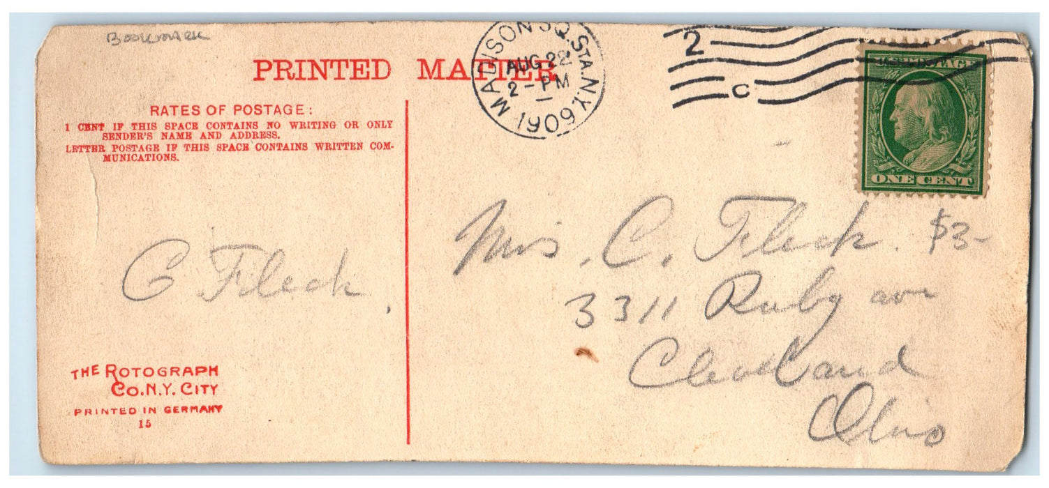 1909 Statue Of Liberty Scene New York City New York NY Posted Bookmark Postcard