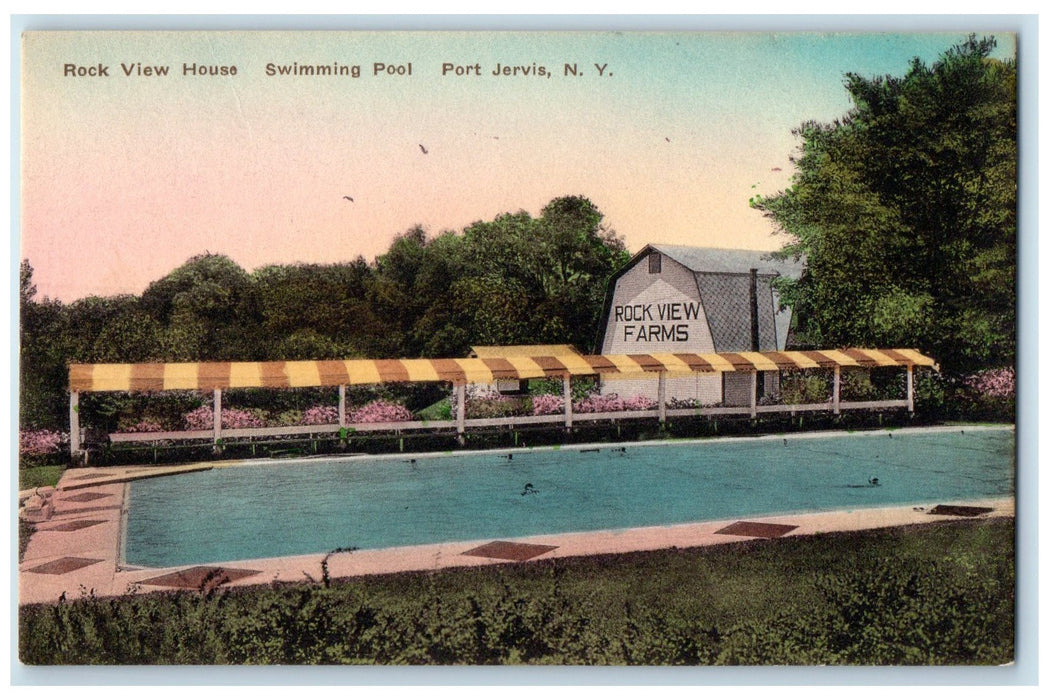 c1920's Rock View House Swimming Pool Port Jervis New York NY Unposted Postcard