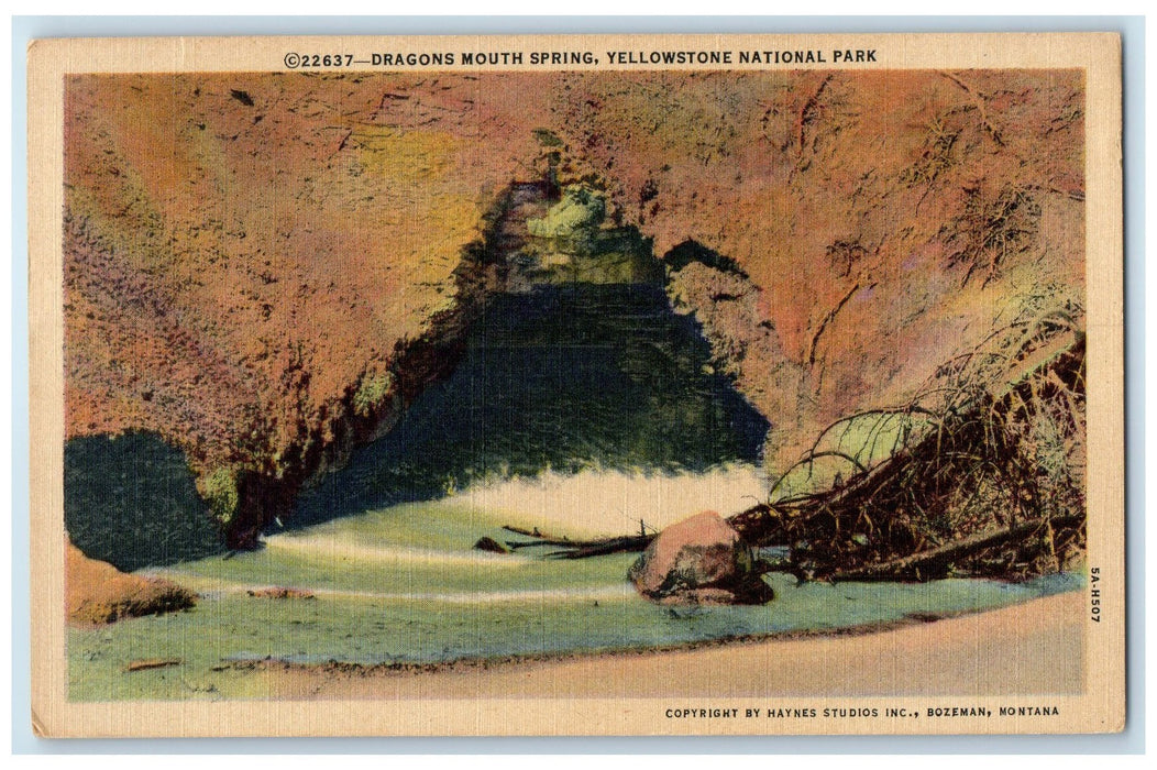 1958 Dragons Mouth Springs Scene Yellowstone National Park WY Posted Postcard