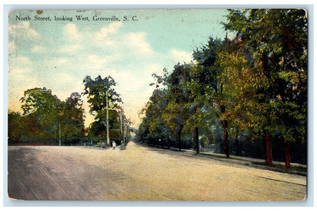 c1920 North Street Looking West Dirt Road Greenville South Carolina SC Postcard