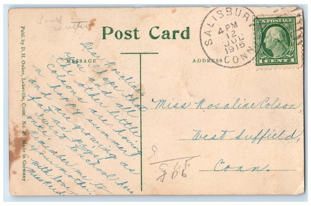 1915 Taconic School Campus Building Lakeville Connecticut CT Posted Postcard