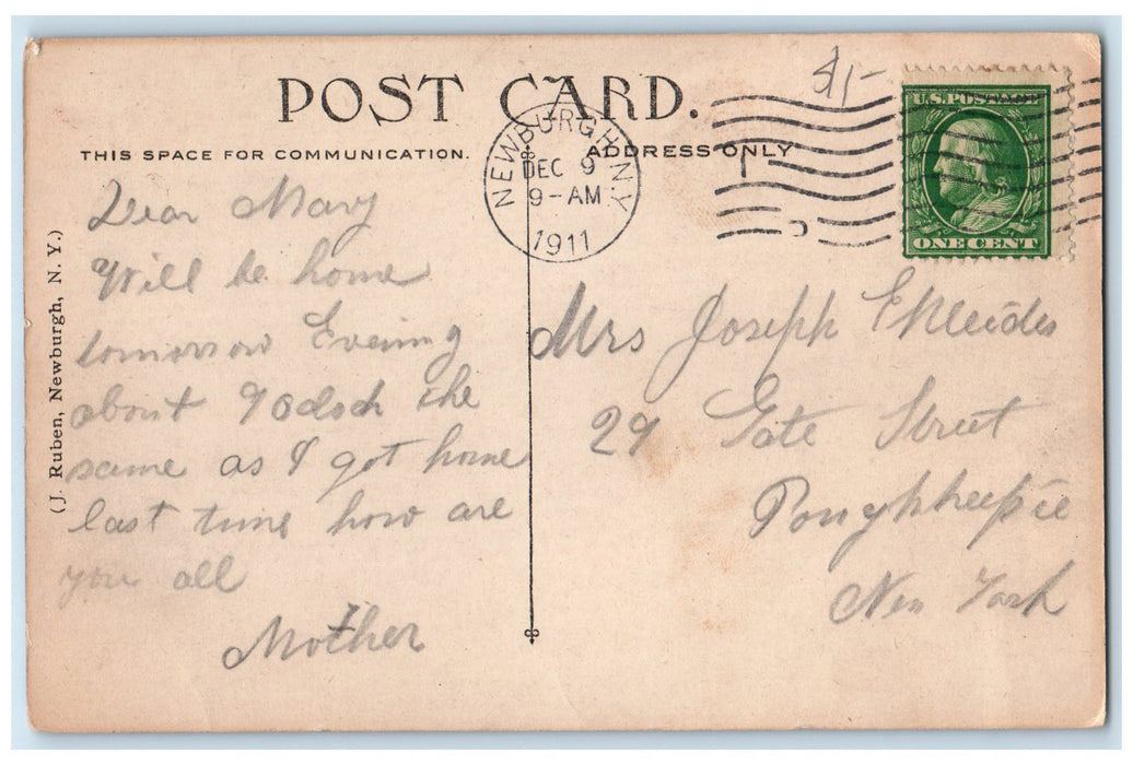 1911 Looking Up Hudson From West Point Steam Boat Battery New York NY Postcard