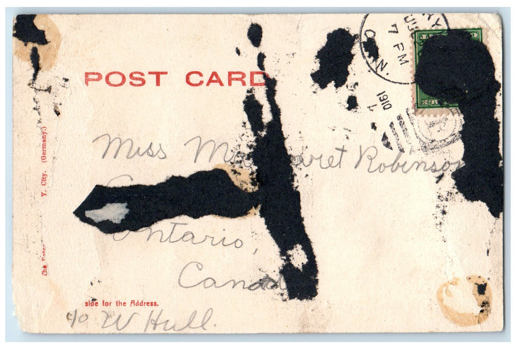 1910 Public Library Building Dirt Road Entrance Branford Connecticut CT Postcard