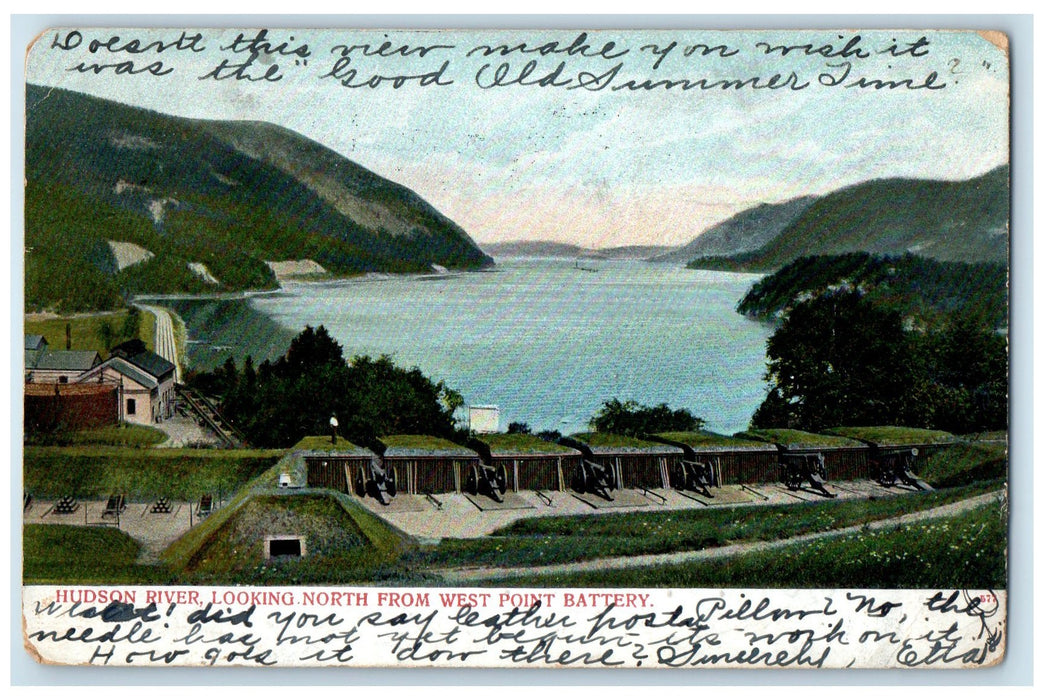 1906 Hudson River Looking North From West Point Battery New York NY Postcard