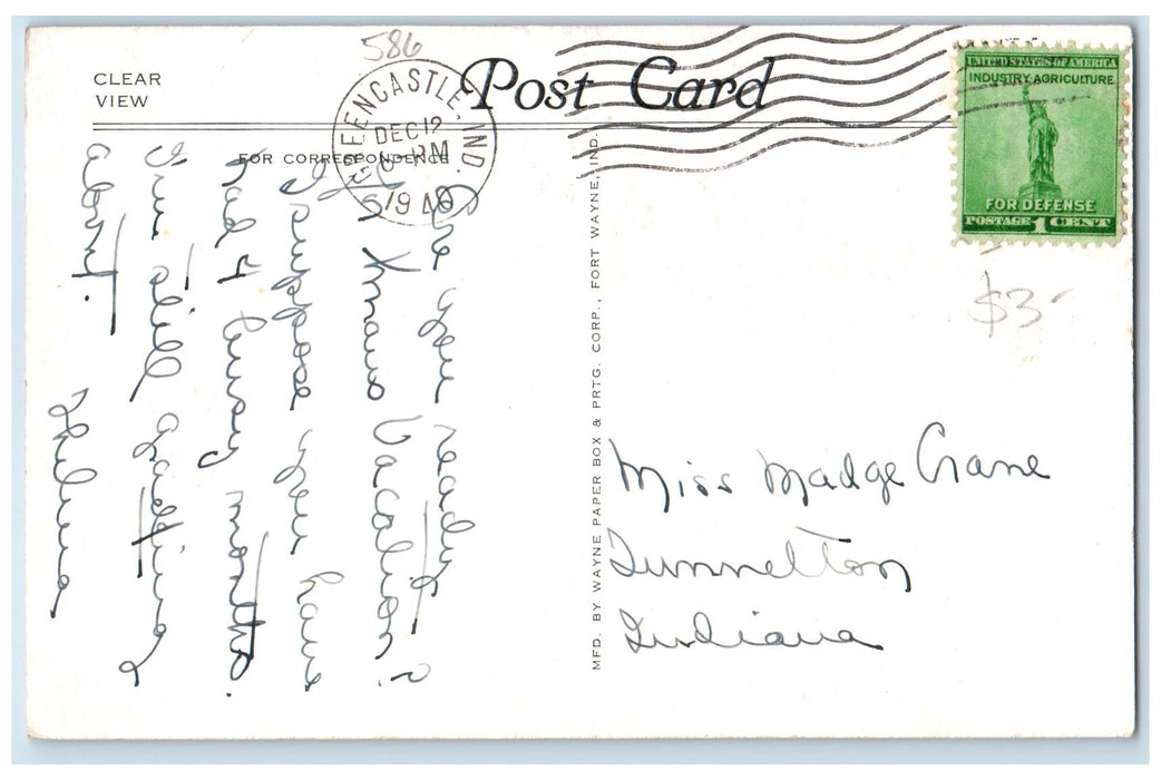 1940 Putman County Court House Exterior Roadside Greencastle Indiana IN Postcard