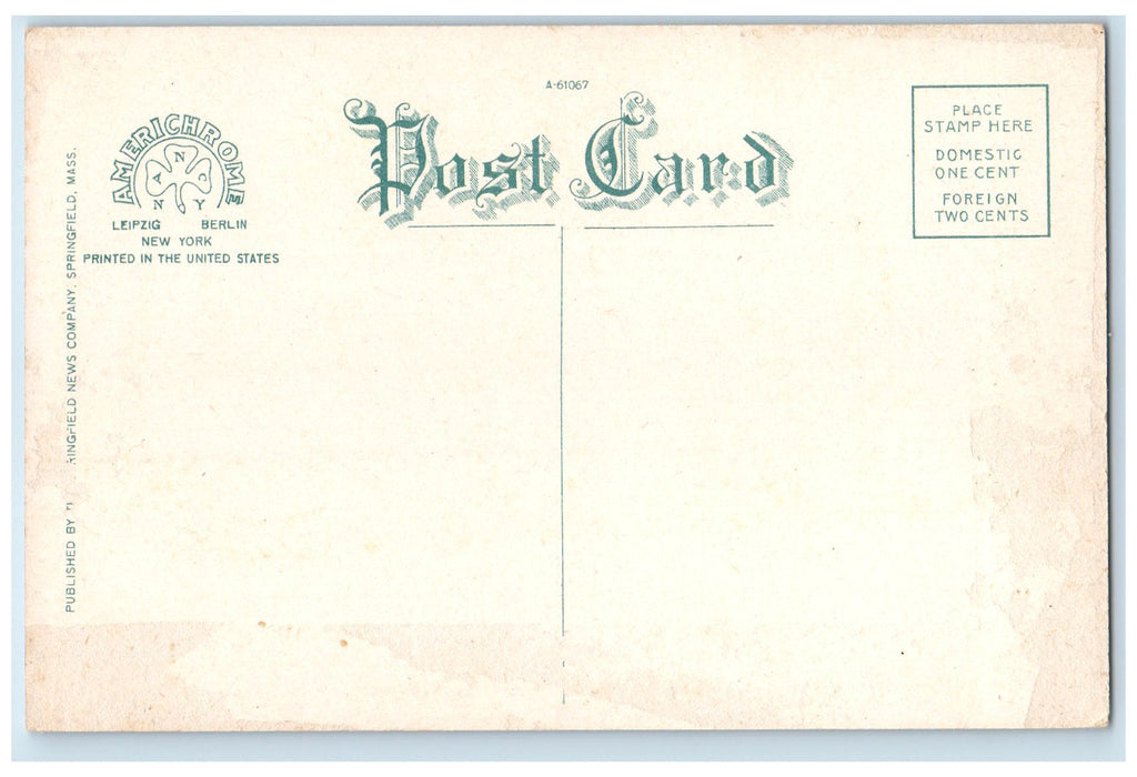 c1920's North Chestnut Street School View Springfield Massachusetts MA Postcard
