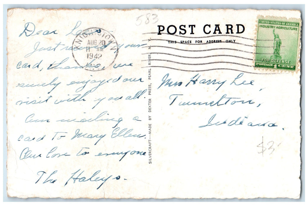 1942 Administration Building Indiana Soldiers Knightstown Indiana IN Postcard